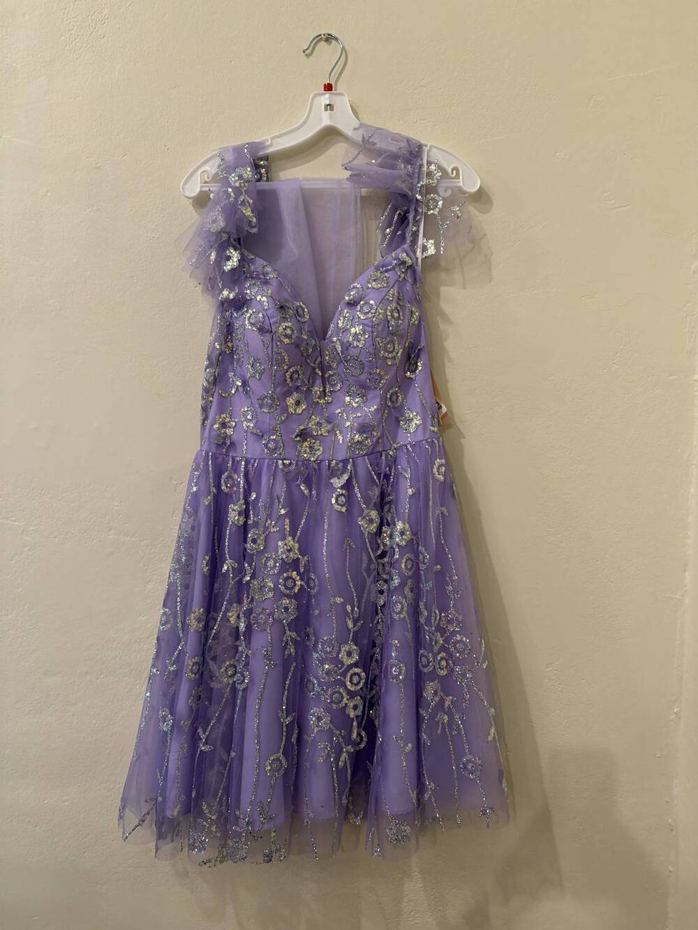 NEW TUX-USA women's sequin sheer v-back glitter homecoming dress in lilac